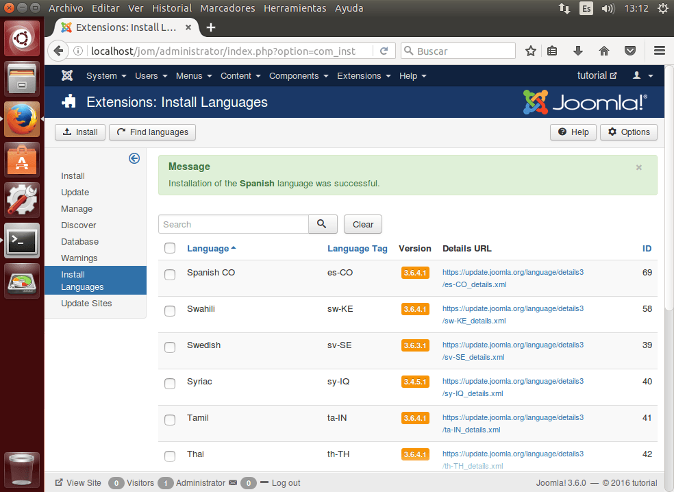 tutorial joomla admin install languages2 ok