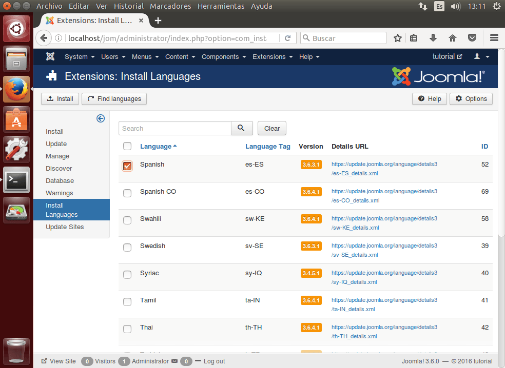 tutorial joomla admin install languages2