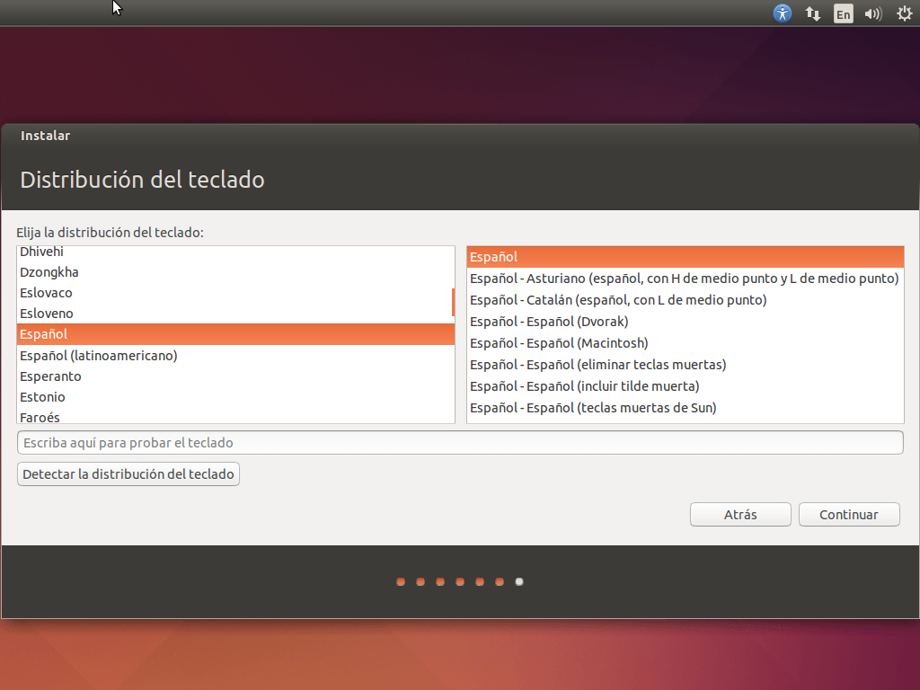 instalar ubuntu teclado